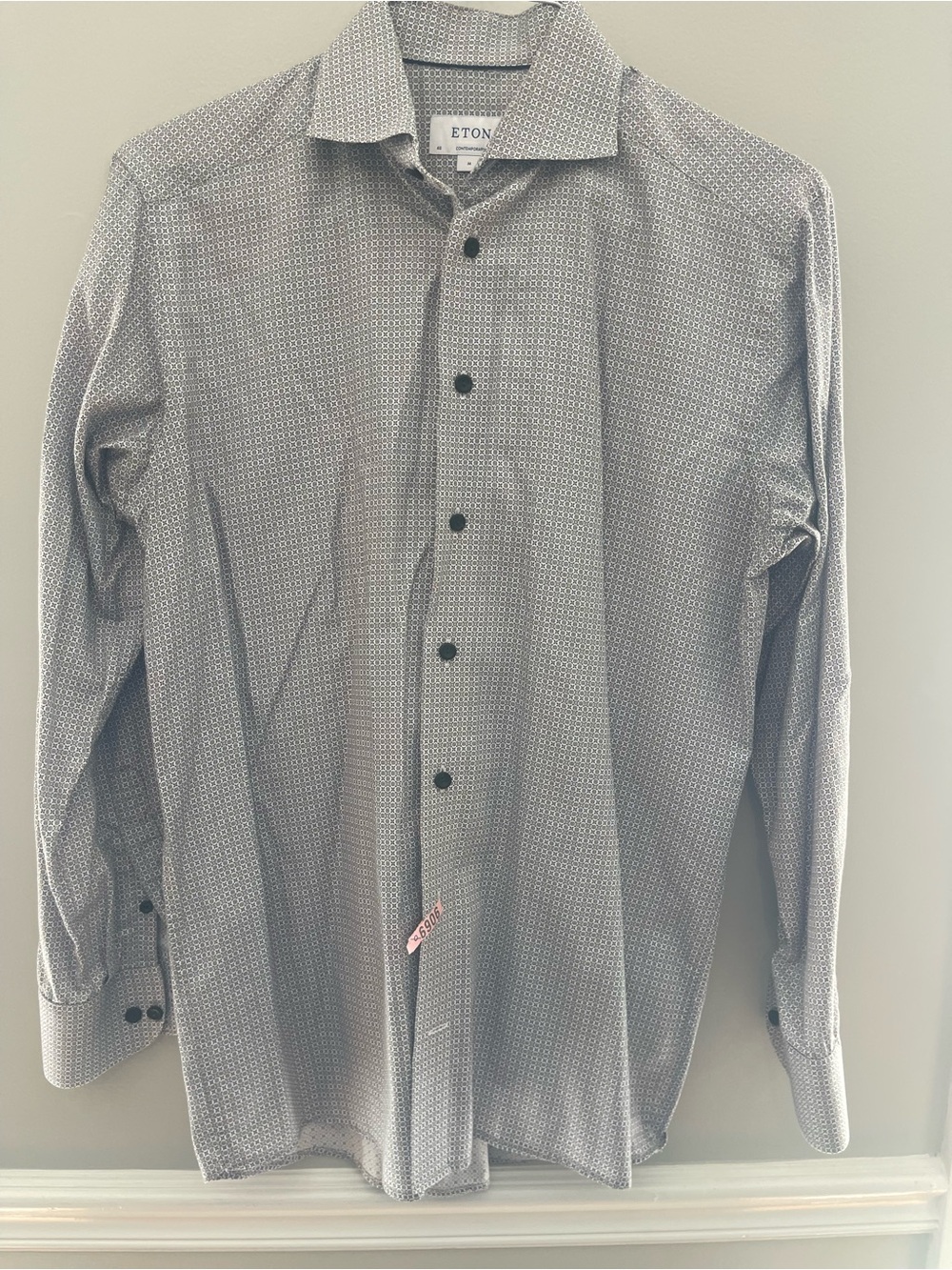 Eton Men's Small Geometric Print Dress Shirt - Light Gray